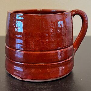 Vtg Handcrafted Jamestown Pottery Virginia FESTIVAL PARK Mug w/ Deep Red Glaze